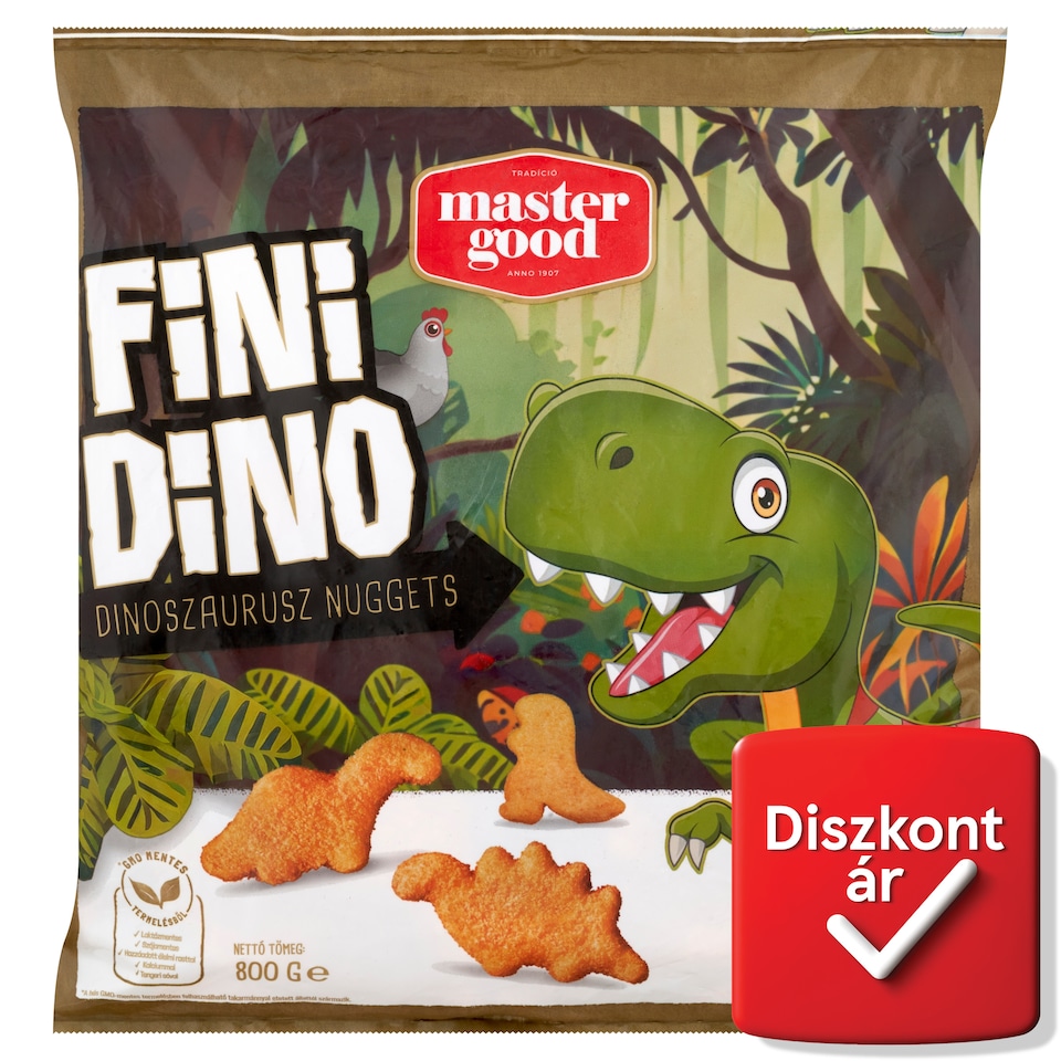 Master Good Fini Dino Dinoszaurusz Nuggets gyorsfagyasztott panírozott csirke mellhús 800 g  1. kép