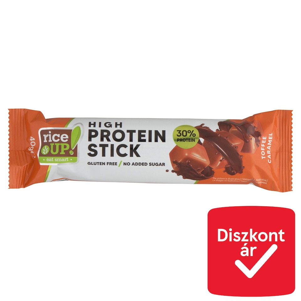 RiceUp! karamell ízű fehérje szelet, hozzáadott cukor nélkül 40 g  1. kép