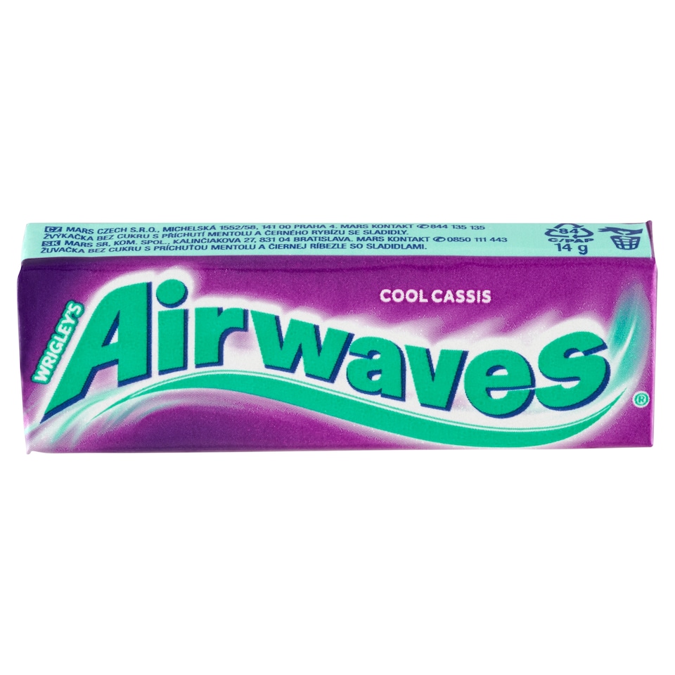 obrázok 1 z Wrigley's Airwaves Cool Cassis žuvačka bez cukru s príchuťou mentolu a čiernej ríbezle 10 ks 14 g