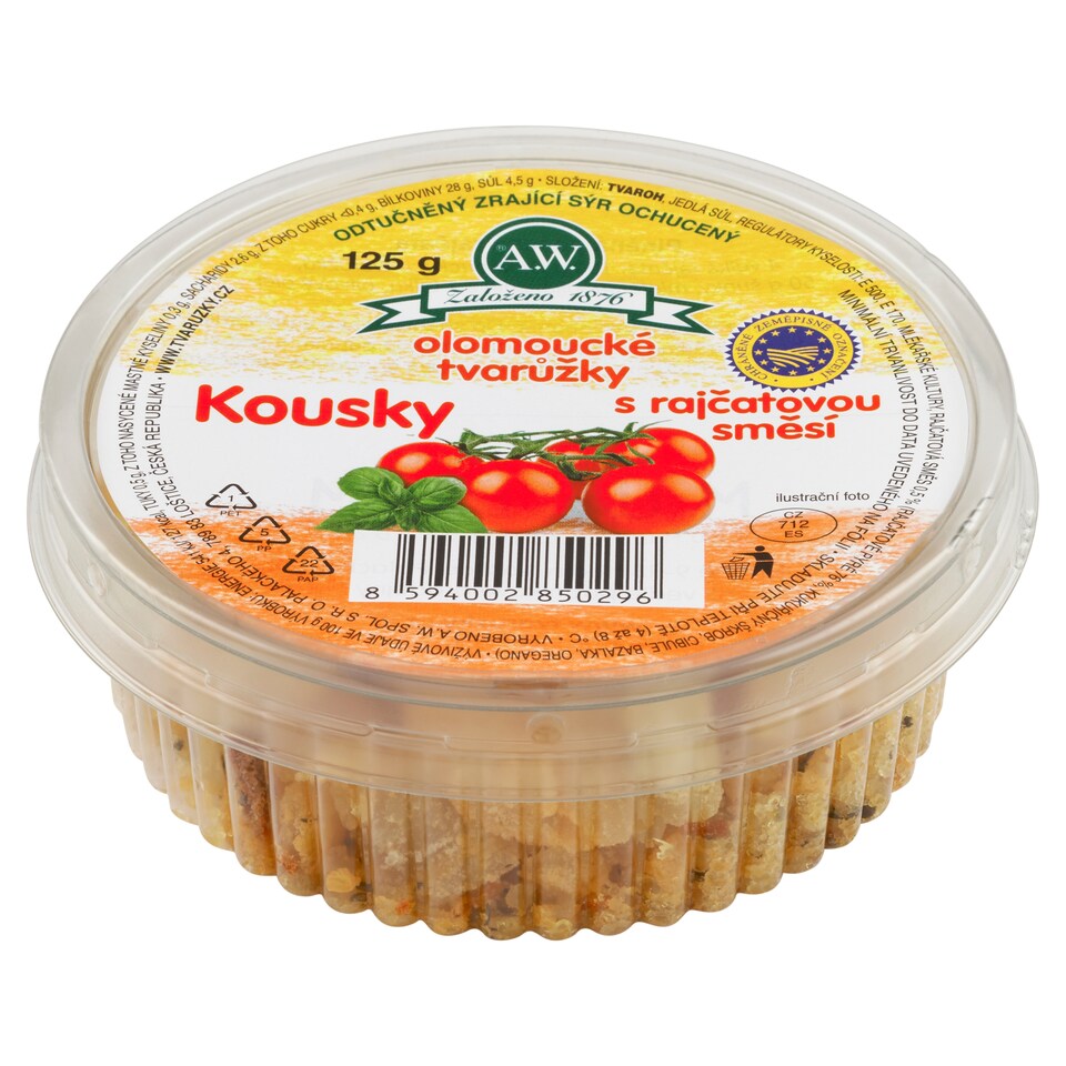 A.W. Olomoucké tvarůžky kousky s rajčatovou směsí 125g