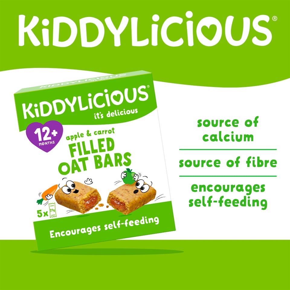 image 1 of Kiddylicious Apple & Carrot Oat Bars 5x21g