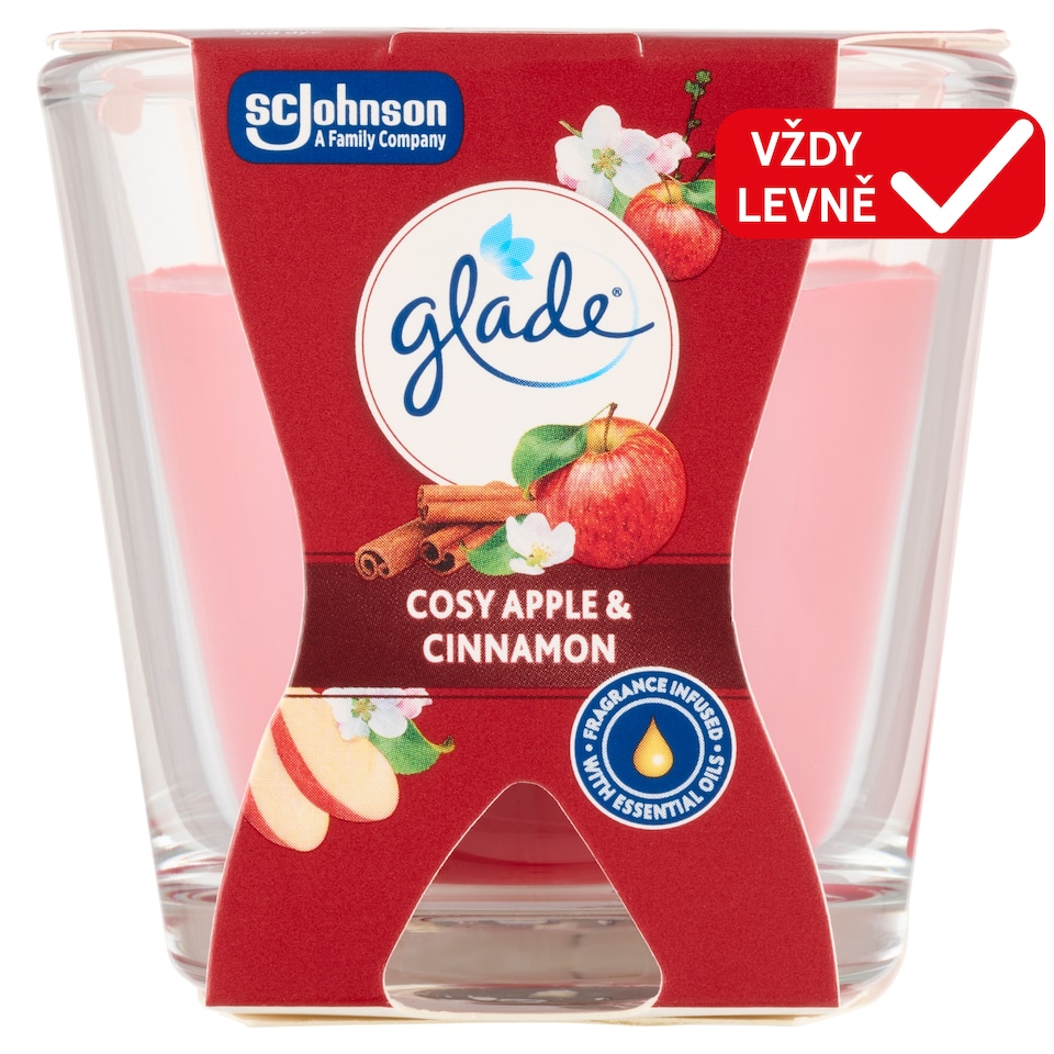 image 1 of Glade Cosy Apple & Cinnamon Scented Candle 70g