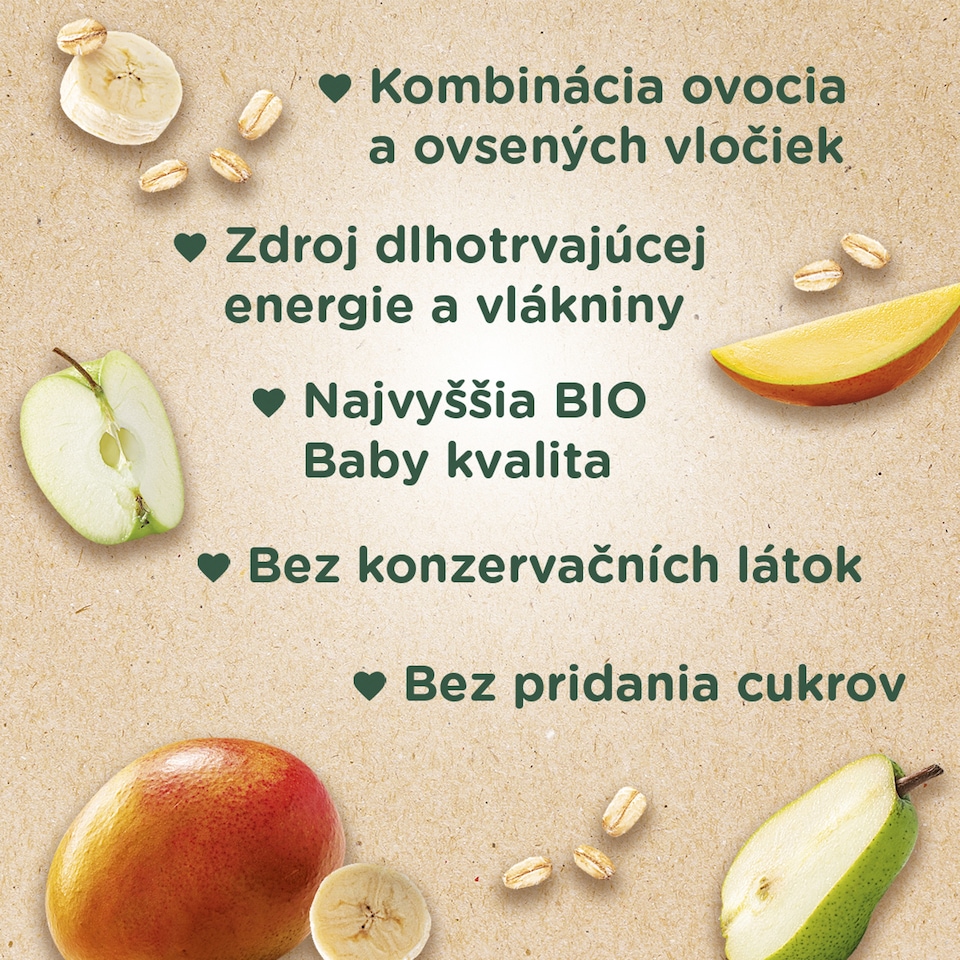 image 1 of Sunar Organic Hopsáček Mango, Banana, Pear, Apple + Oatmeal 100 g