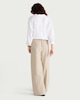 image 3 of F&F Linen Rich Wide Leg Drawstring Trousers in Stone