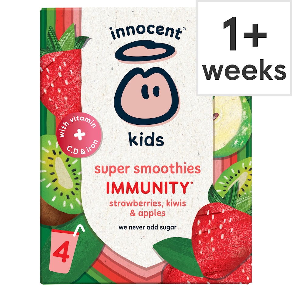 image 1 of innocent Kids Super Smoothies Strawberries, Kiwis & Apples 4 x 150ml
