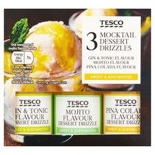 Tesco 3 Mocktail Dessert Drizzles 3X38ml