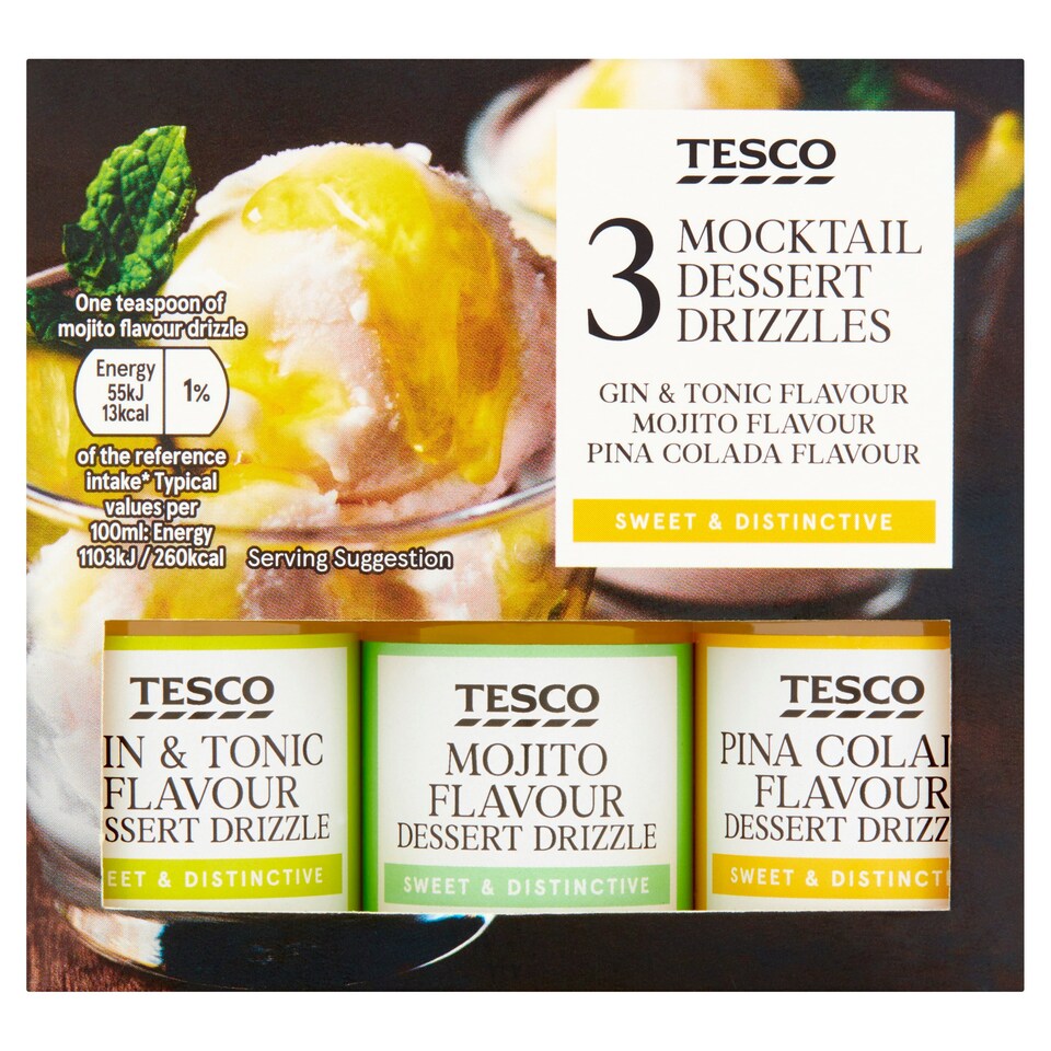 Tesco 3 Mocktail Dessert Drizzles 3X38ml