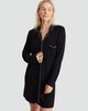 image 1 of F&F Contrast Piping Longline Pyjama Shirt in Black