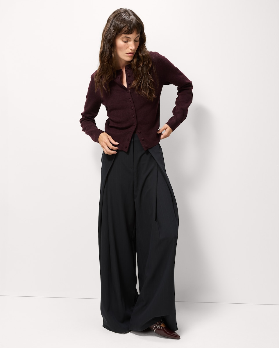 image 1 of F&F Knitted Long Sleeved Cardigan in Burgundy