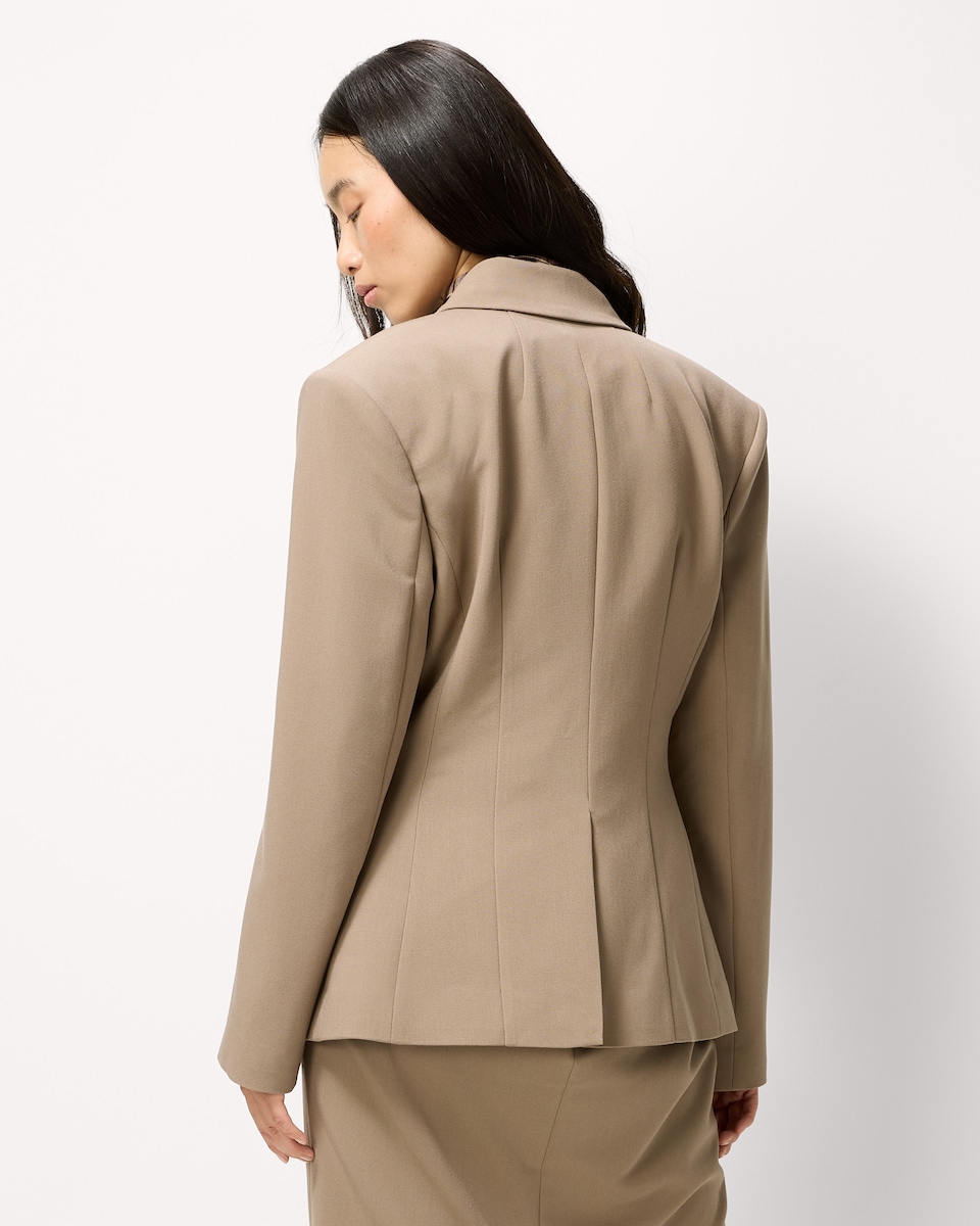 image 1 of F&F Double Breasted Cinched Co-ord Blazer in Tan