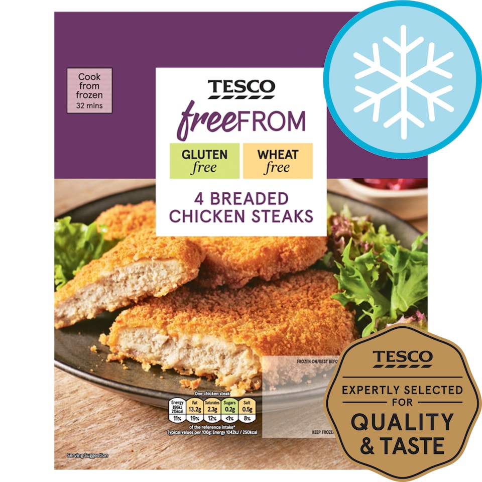 Tesco Free From Breaded Chicken Steaks 4 Pack 380g