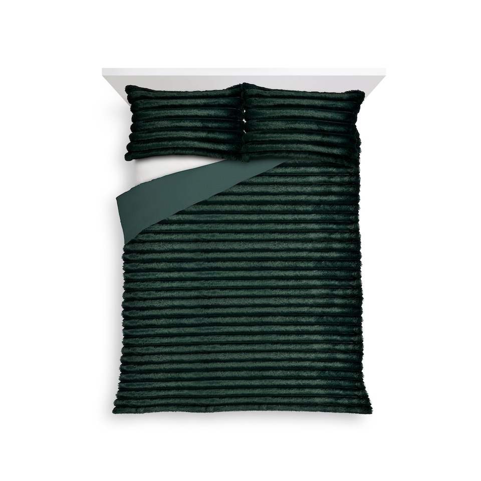 F&F Home Green Ribbed Faux Fur Duvet Cover Set King