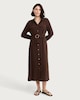 image 3 of F&F Belted Button Up Long Sleeved Midi Shirt Dress in Chocolate