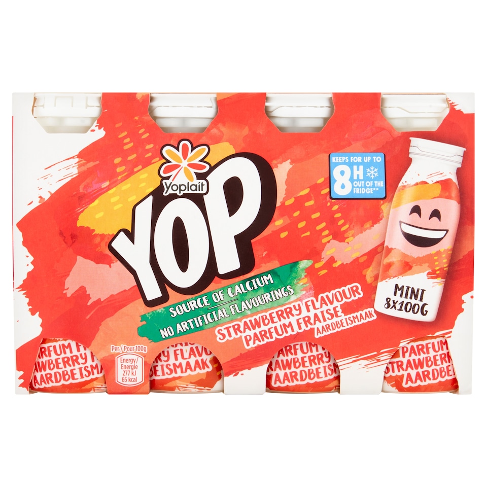 Yop Strawberry Flavour Yoghurt Drink 8X100g