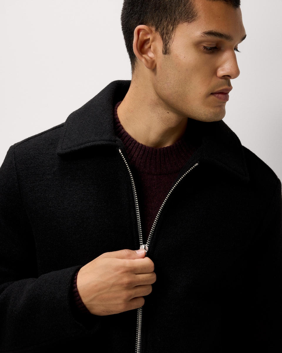 image 1 of F&F Textured Zip Through Jacket in Black