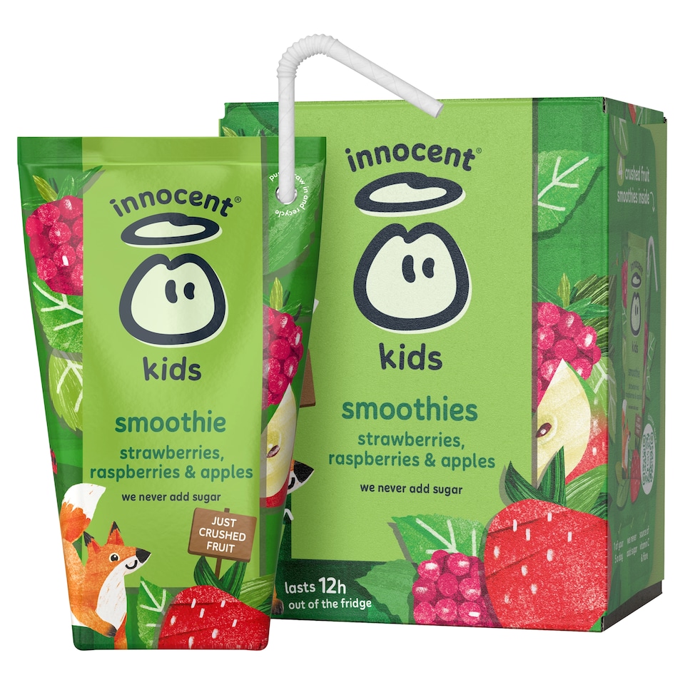 image 1 of innocent Kids Smoothies Strawberries, Raspberries & Apples 4 x 150ml