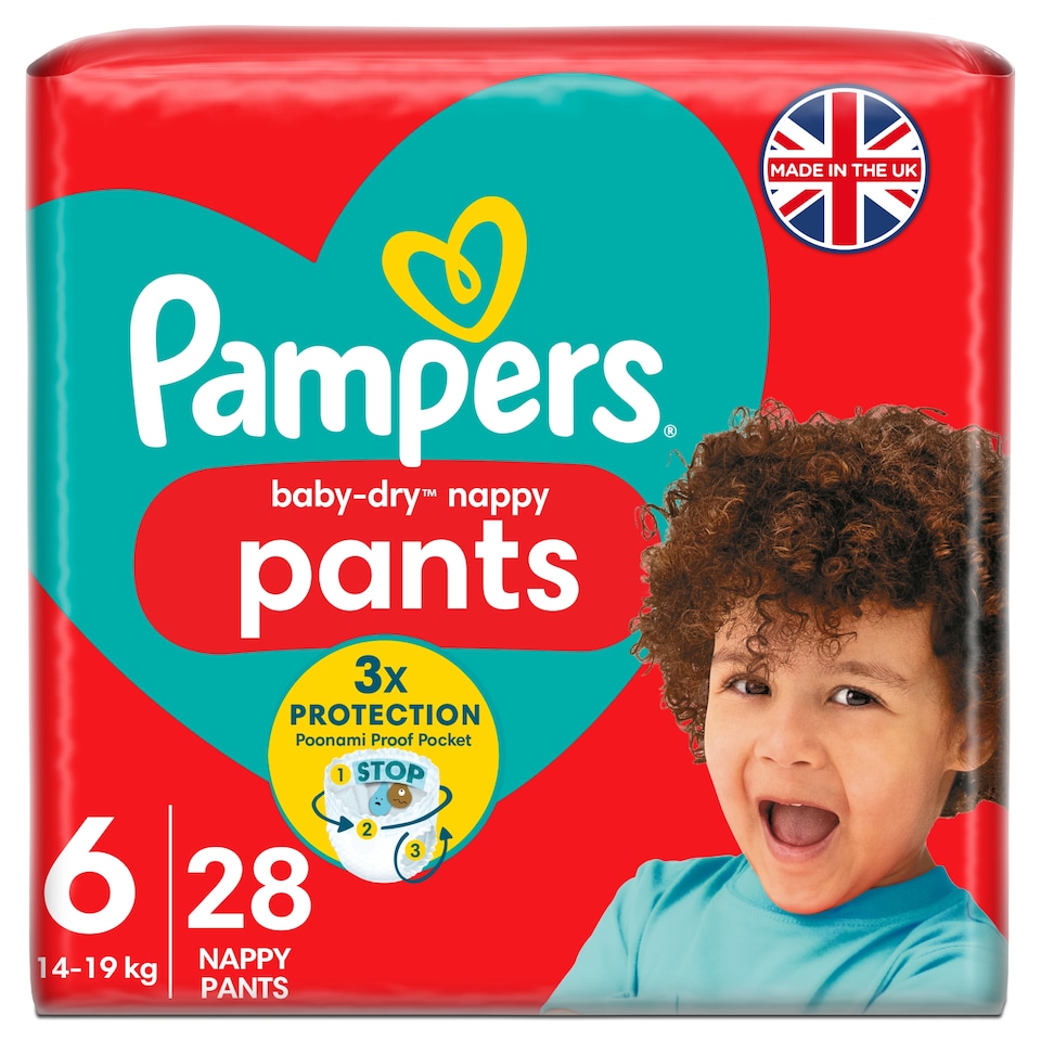 image 1 of Pampers Baby-Dry Nappy Pants Size 6 28 Pack