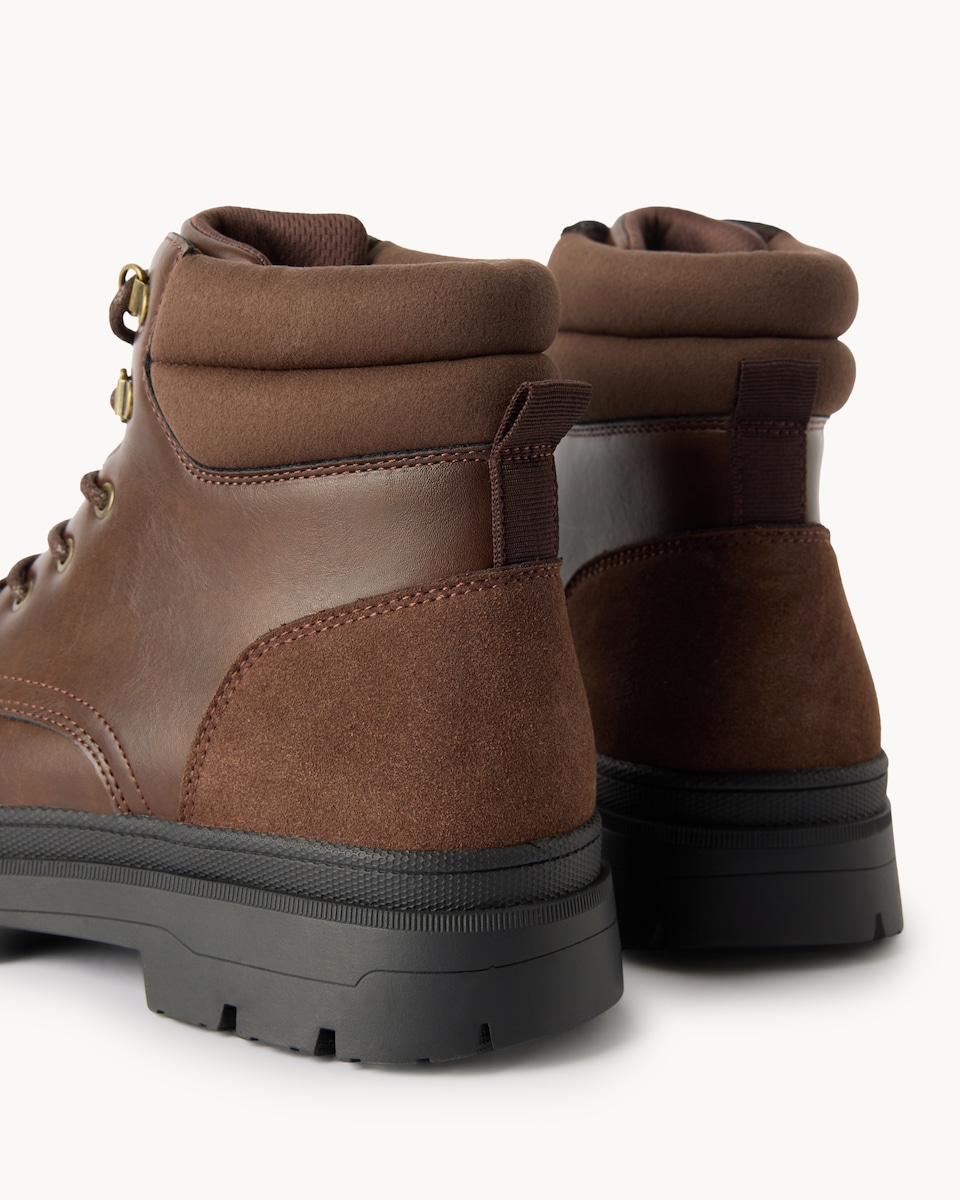 image 1 of F&F Lace Up Ankle Boots in Brown