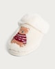 image 2 of F&F Teddy Bear Embroidered Matching Family Slippers in Cream