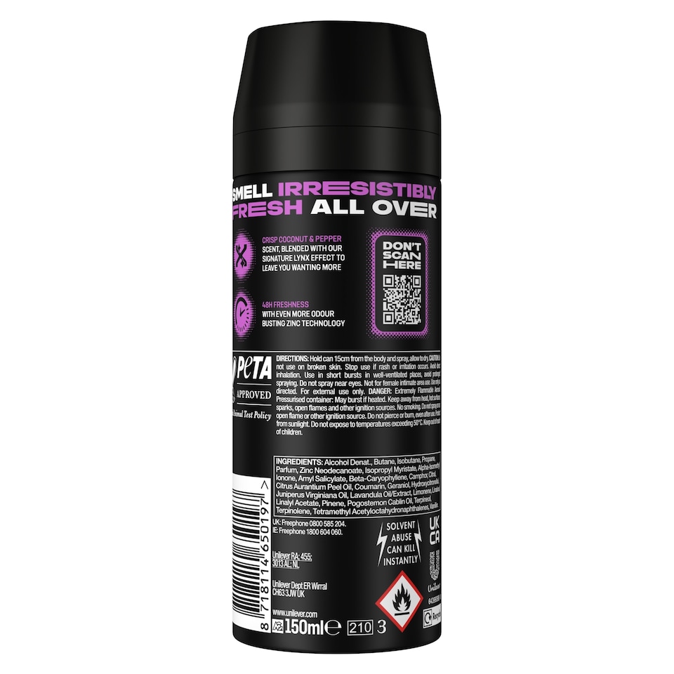image 1 of Lynx Excite 48h Deodorant Bodyspray for Men 150ml