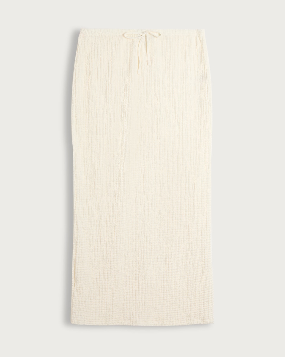 F&F Textured Drawstring Bubble Midi Skirt in Neutral