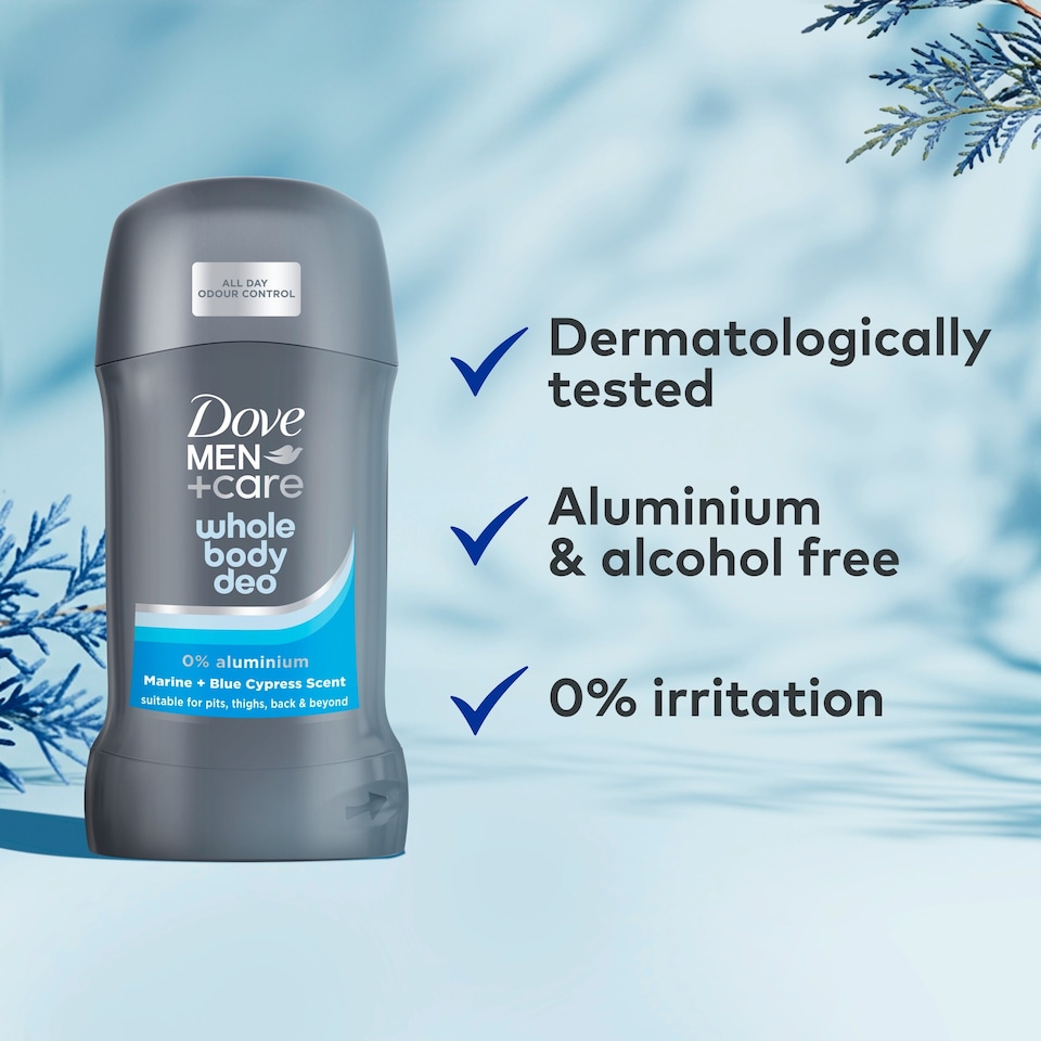 image 1 of Dove Men+Care Marine & Blue Cypress​ 48h Whole Body Deodorant Stick 50ml