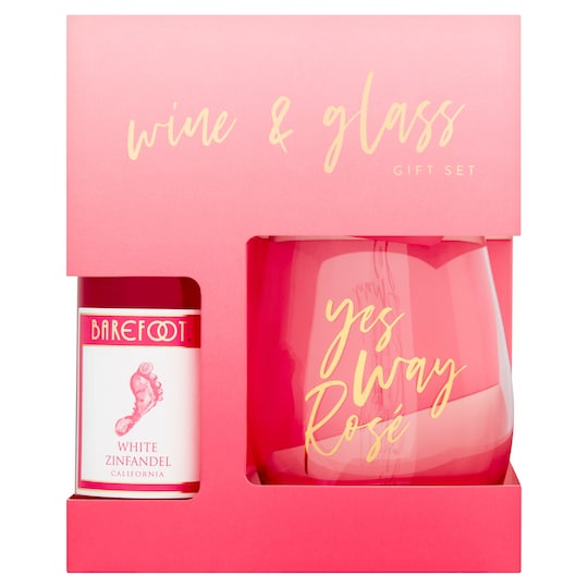 Barefoot White Zinfandel Wine & Glass Gift Set Tesco Groceries