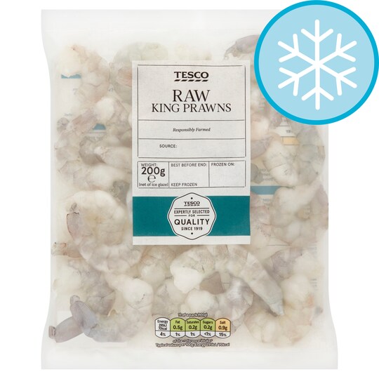 Tesco Raw & Peeled King Prawns 200G Tesco Groceries