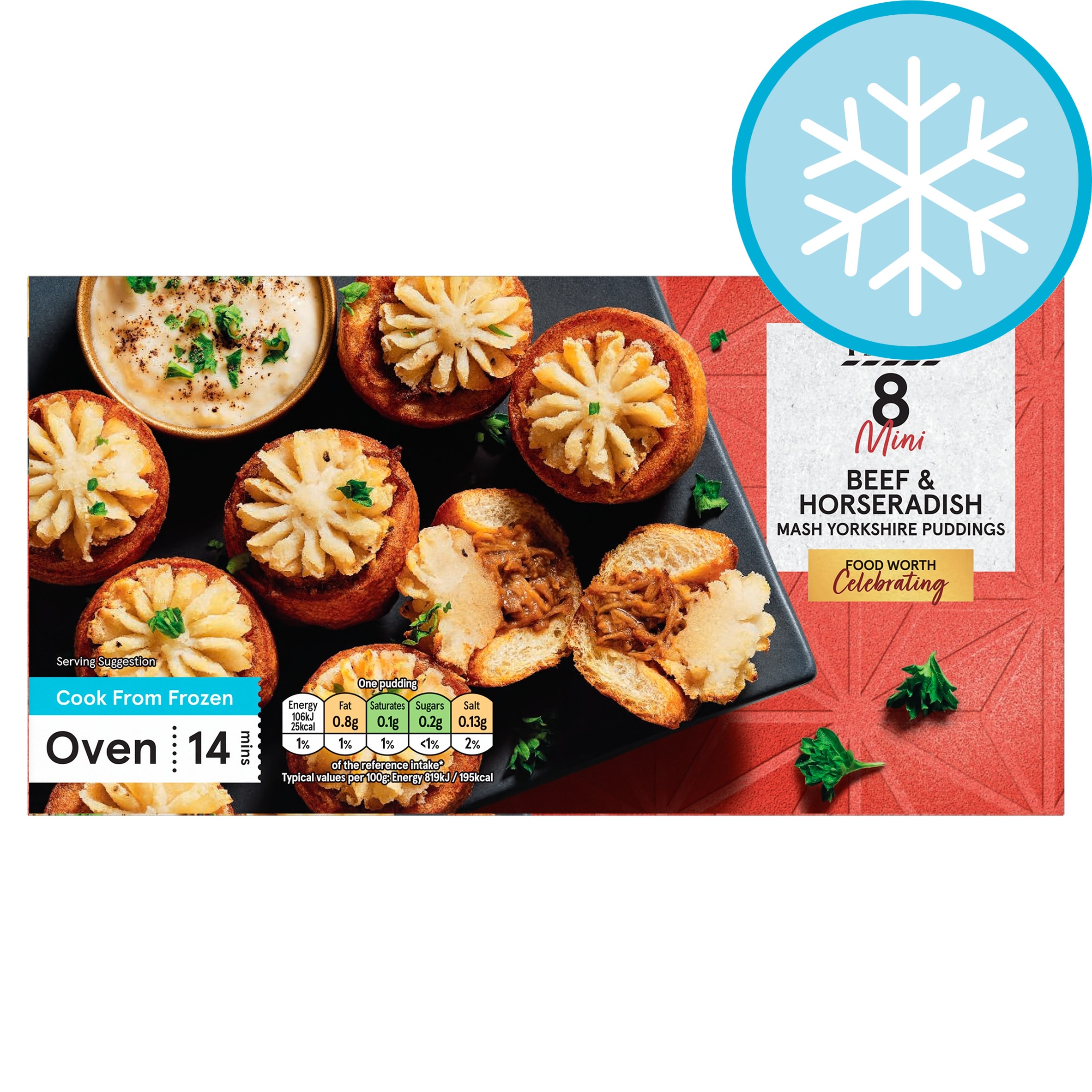 Tesco 8 Beef & Horseradish Mash Yorkshire Puddings 112g