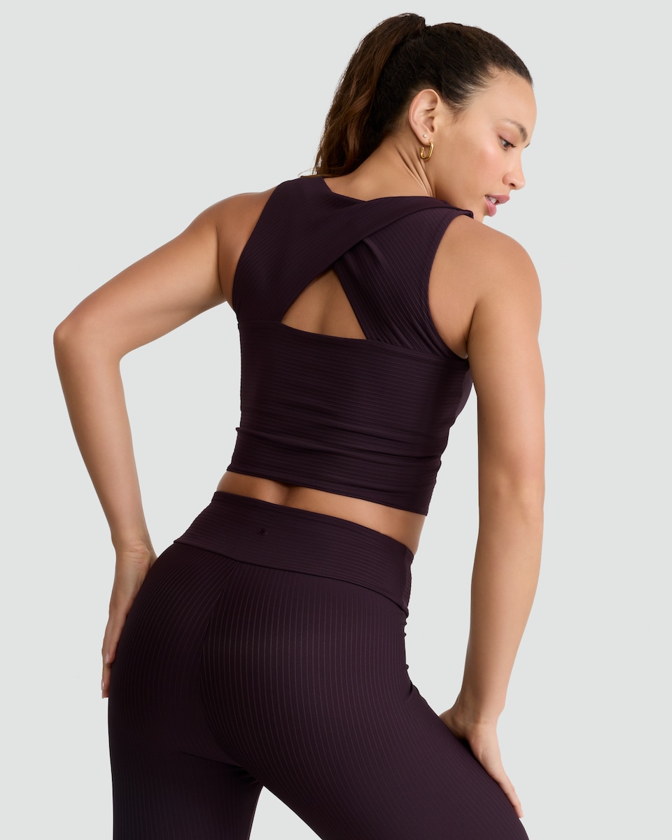 image 1 of Rise by Zara McDermott Ribbed Cropped Pyjama Top in Purple