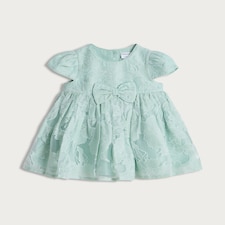 F&F Baby Floral Lace Bow Detail Dress in Blue