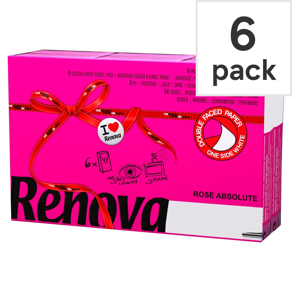 image 1 of Renova Pocket Tissue 6 Pack Various Colours