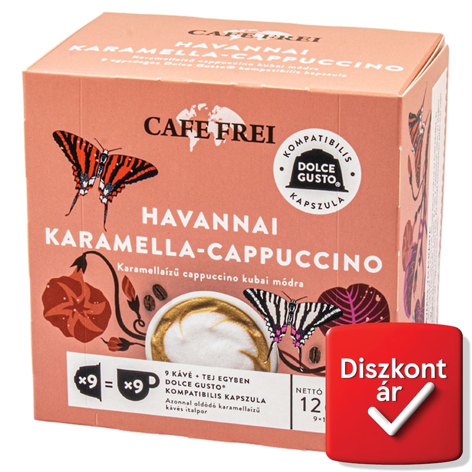Cafe Frei Havannai Karamella-Cappuccino karamellaízű kávékapszula 9 x 14 g (126 g)
