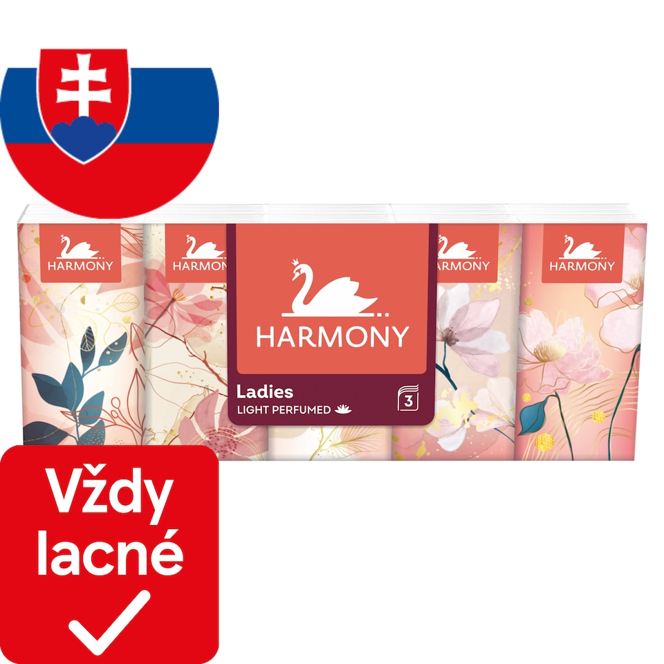 Harmony Ladies Light Perfumed papierové vreckovky 3 vrstvy 10 x 10 ks