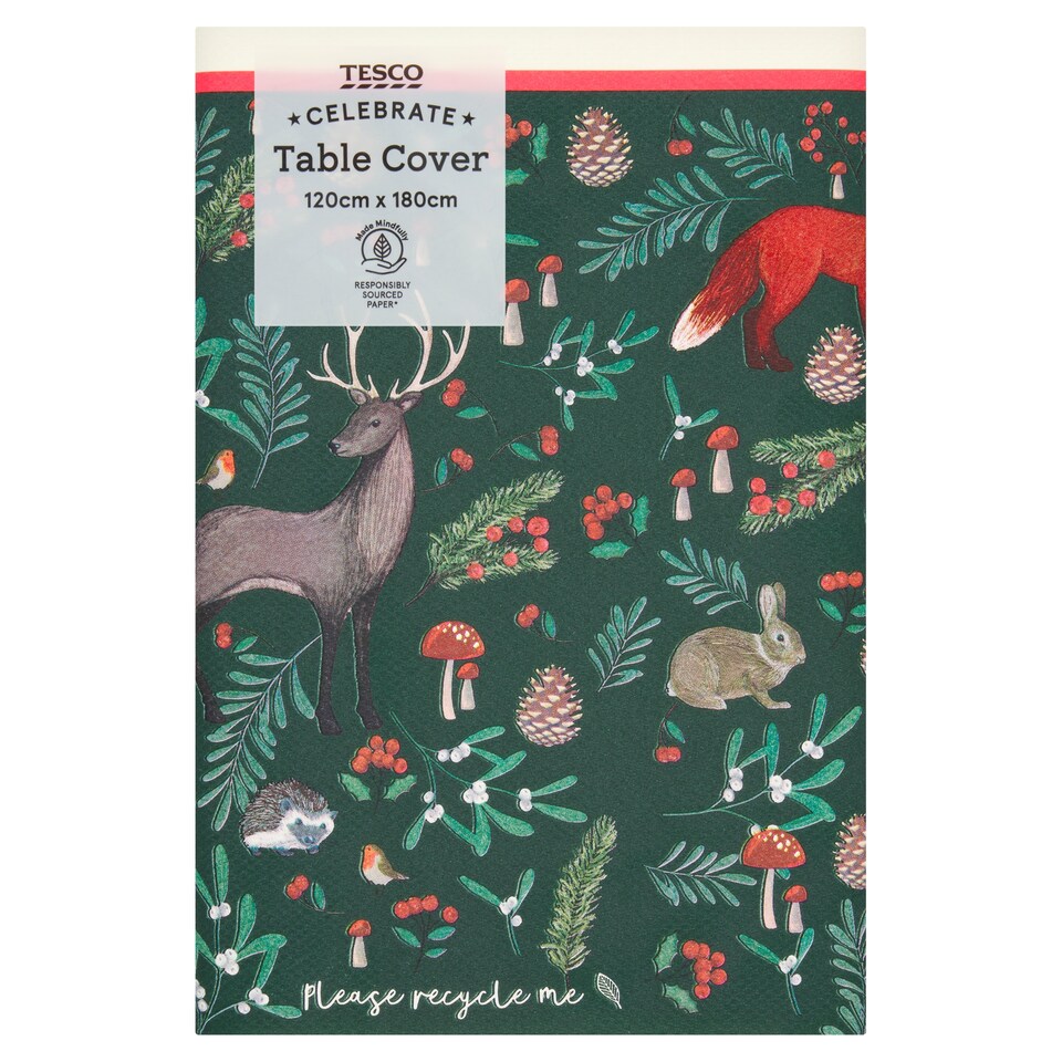 Tesco Woodland Christmas Table Cover 120x180cm