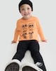 image 1 of F&F Boys Cotton Rich Spooky Skull Print Top and Leggings Set in Orange