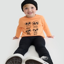 F&F Boys Cotton Rich Spooky Skull Print Top and Leggings Set in Orange