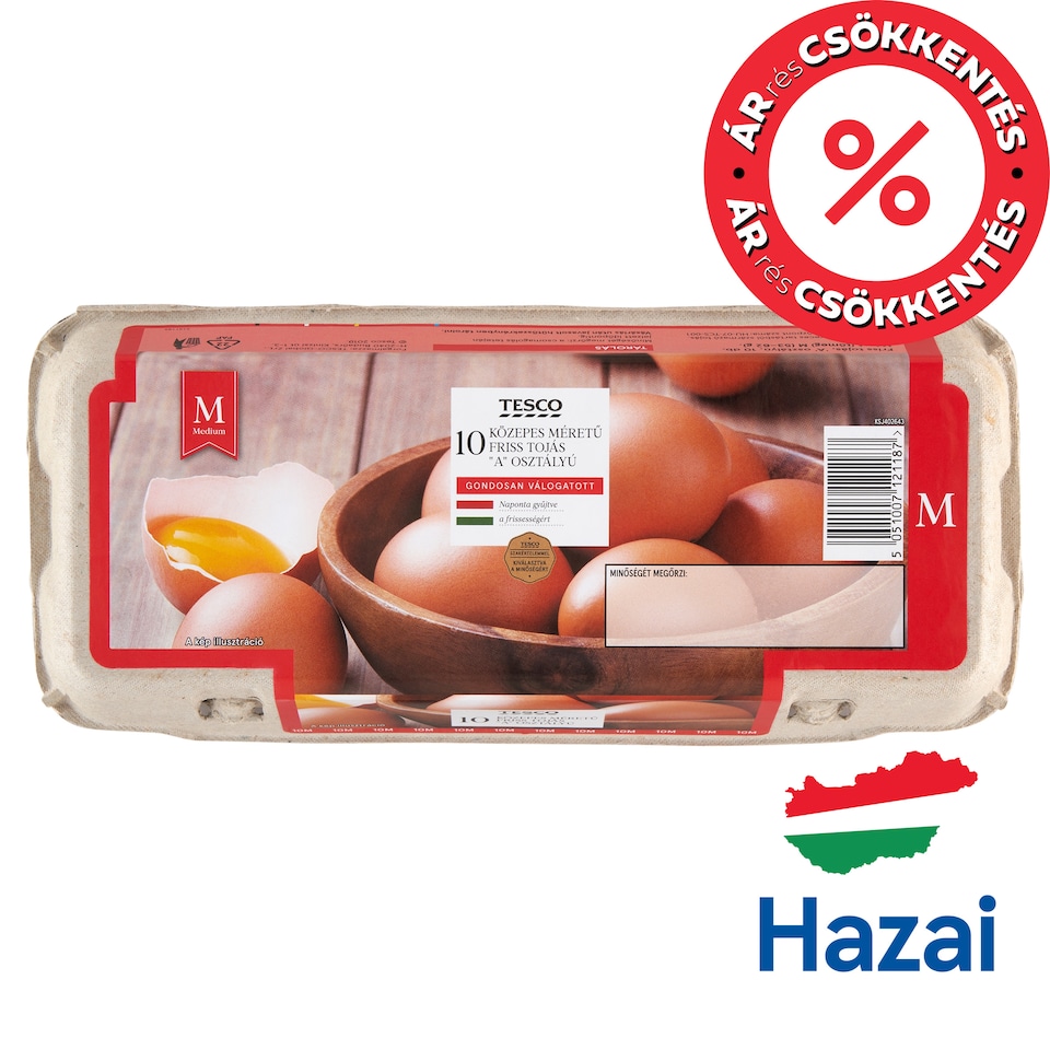 Tesco "A" osztályú közepes méretű friss tojás M 10 db