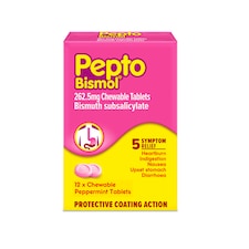 Pepto Bismol Protective Coating Action Peppermint 12 Tablets
