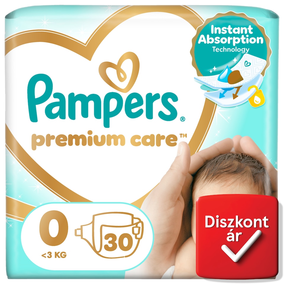 Pampers Premium Care Pelenka, Méret: 0, 30 db, <3 kg  1. kép