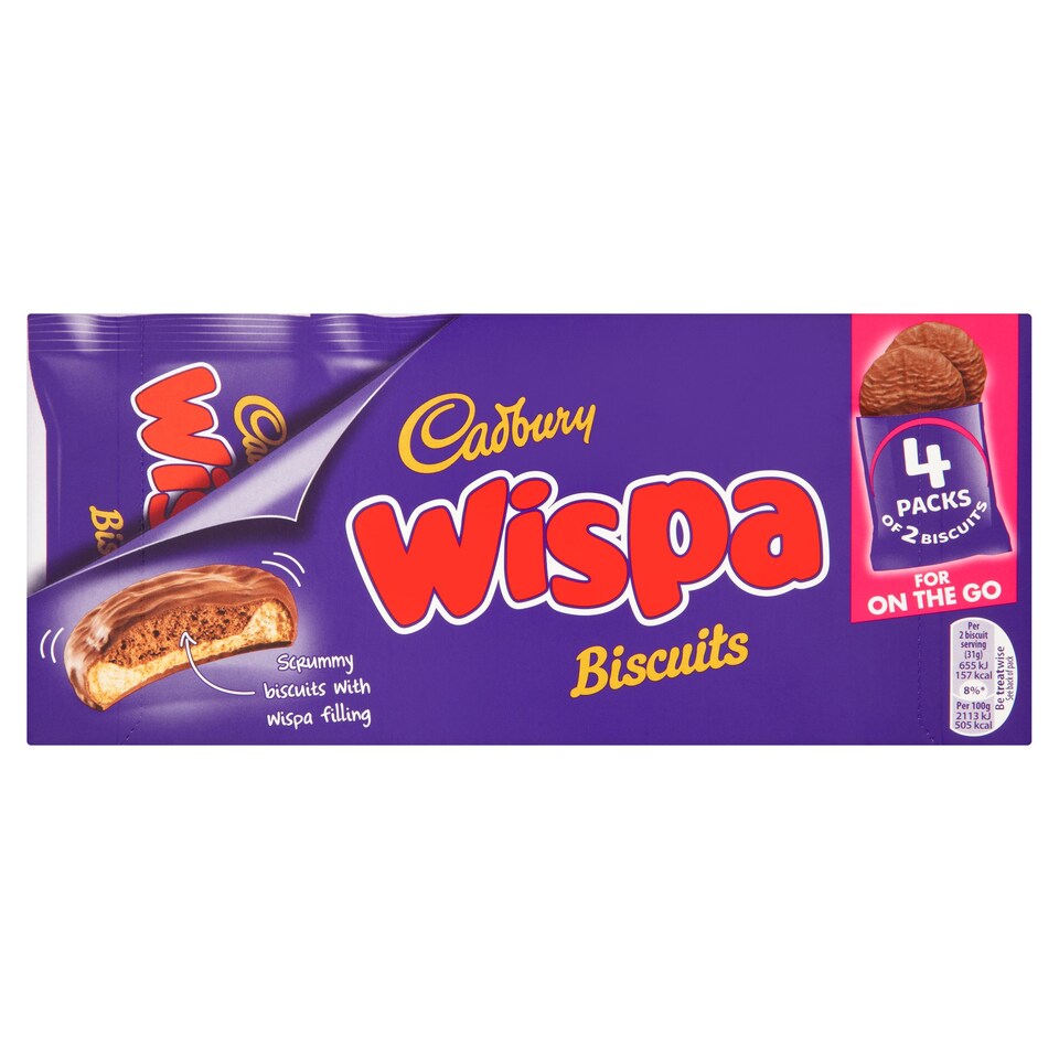 Cadbury Wispa Biscuits 124G 4 Pack