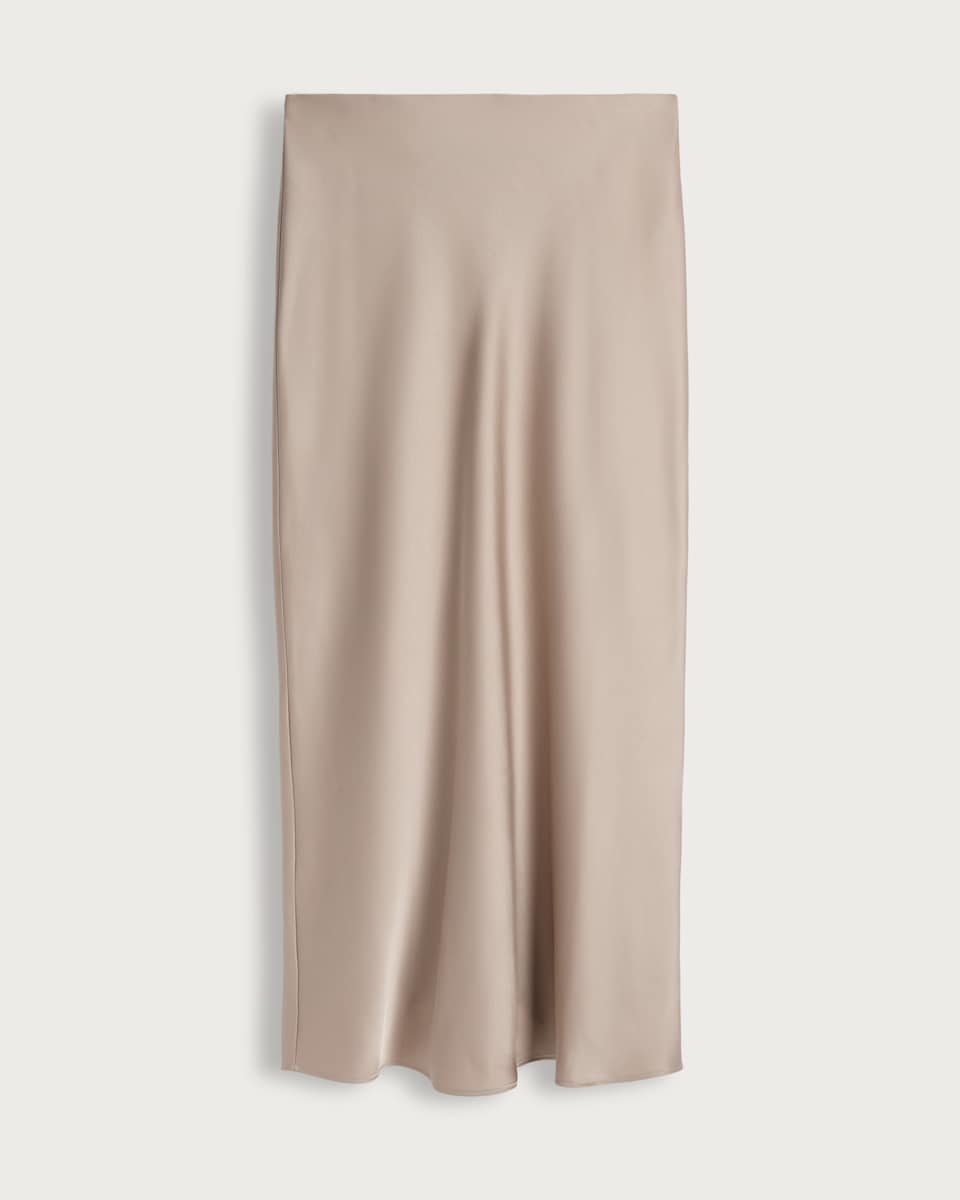 image 1 of F&F Satin Slip Midi Skirt in Stone