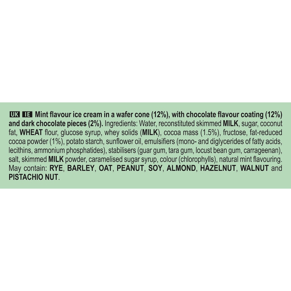 image 1 of Cornetto Mint Ice Cream Cones 6x90ml