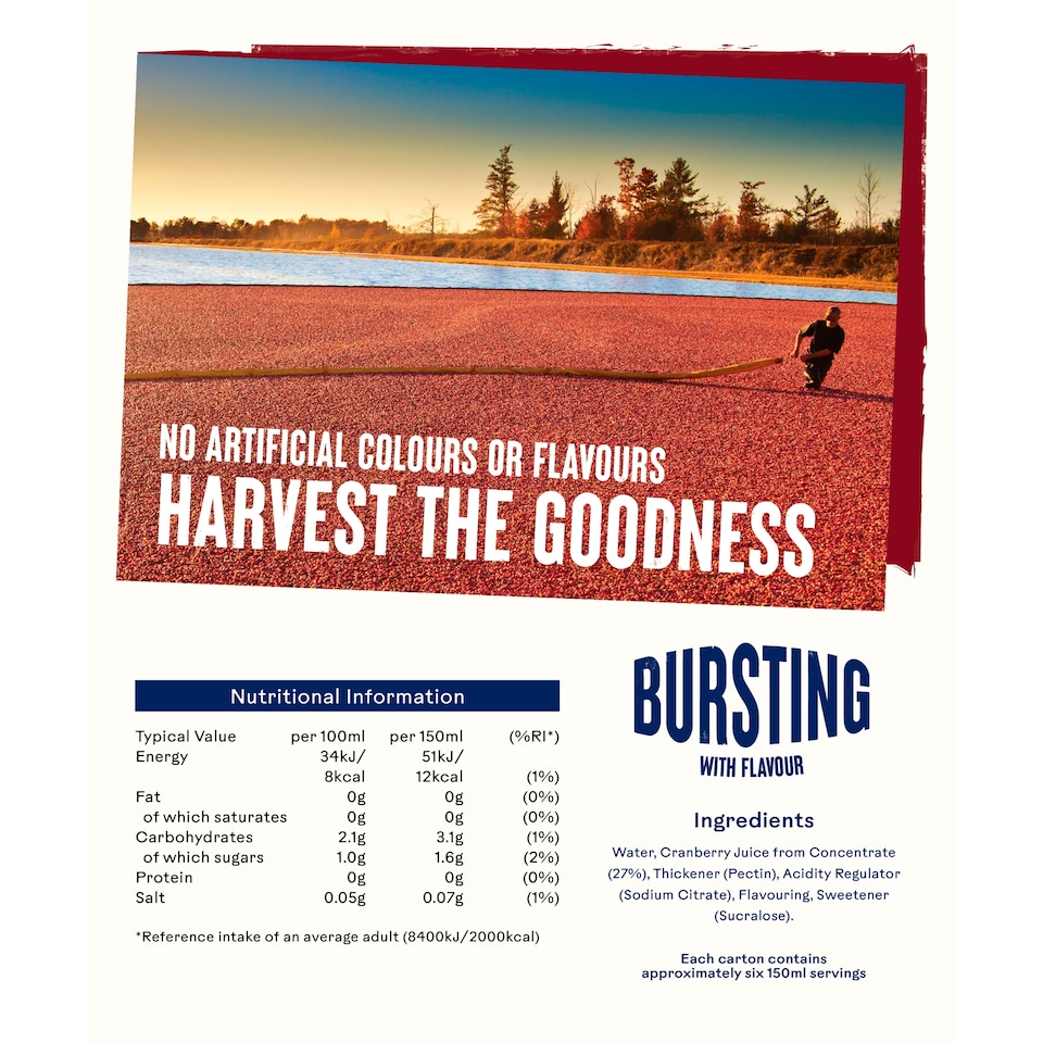 image 1 of Ocean Spray No Added Sugar Cranberry Juice 1L