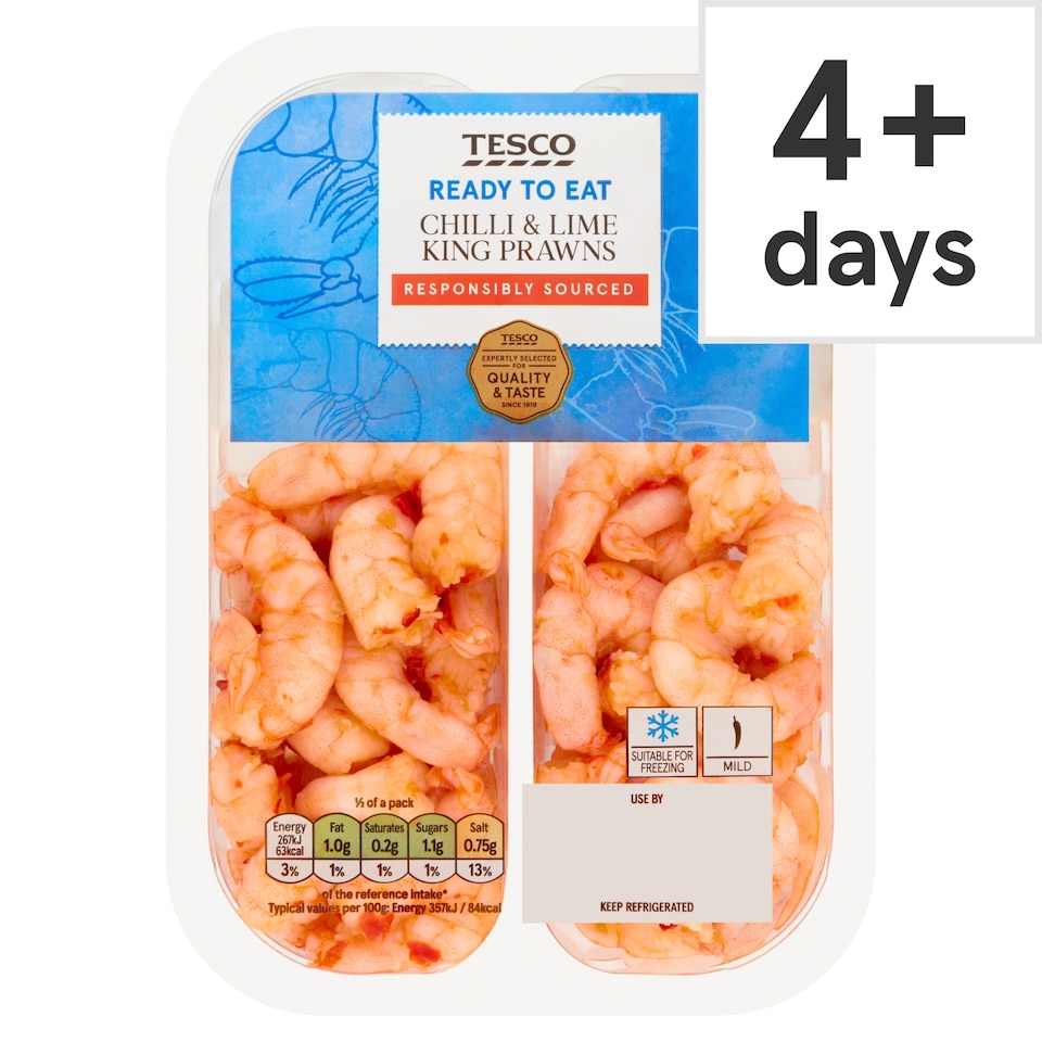 Tesco Chilli & Lime King Prawns 150G