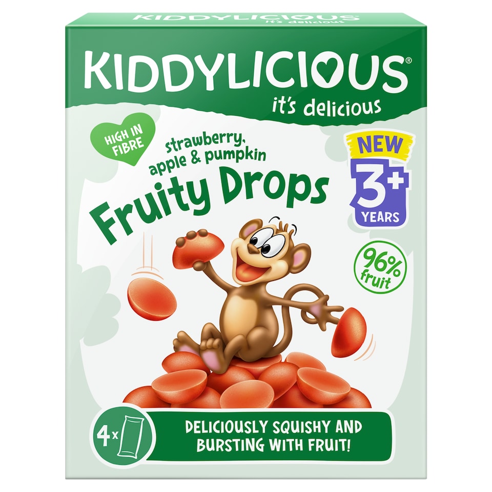 image 1 of Kiddylicious Ovocné želé bonbónky jahoda, jablko a dýně 4 x 16g