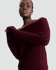 image 1 of F&F Cable Knit Off Shoulder Jumper with Wool in Burgundy
