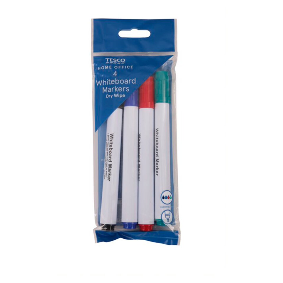T.Whiteboard Markers Asstd 4 Pack Tesco Groceries