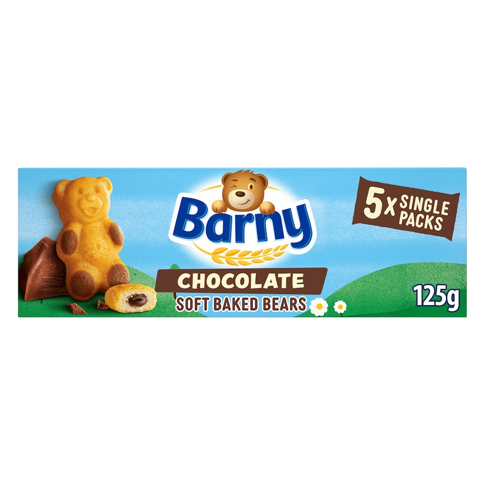 Barny Chocolate Soft Baked Bears Biscuits 5 Pack Multipack 125G