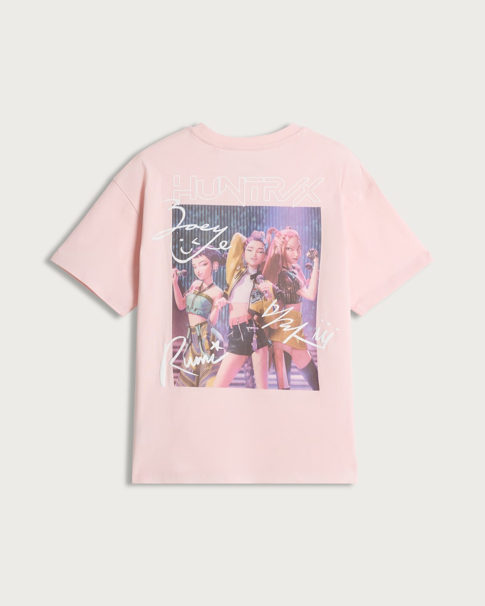 image 1 of K-Pop Demon Hunters Print Pure Cotton T-Shirt in Pink